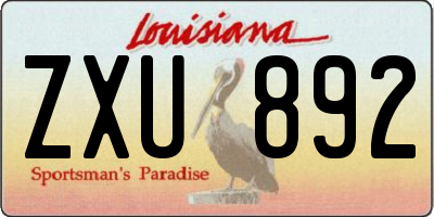 LA license plate ZXU892