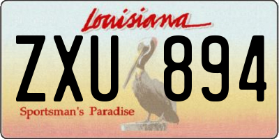 LA license plate ZXU894