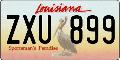 LA license plate ZXU899