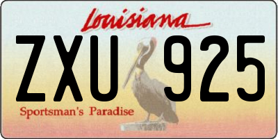 LA license plate ZXU925