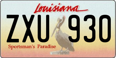 LA license plate ZXU930