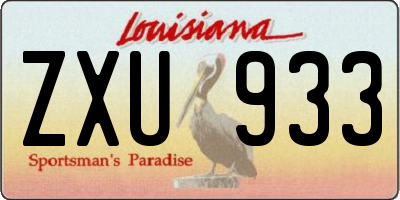 LA license plate ZXU933