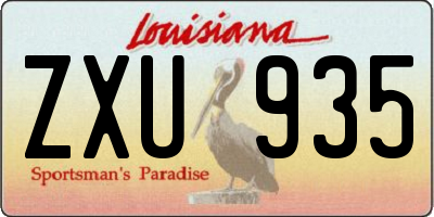 LA license plate ZXU935
