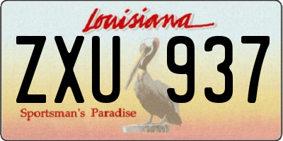 LA license plate ZXU937