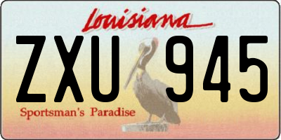 LA license plate ZXU945