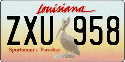 LA license plate ZXU958