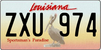 LA license plate ZXU974
