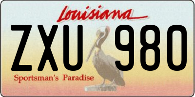 LA license plate ZXU980