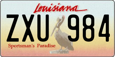 LA license plate ZXU984