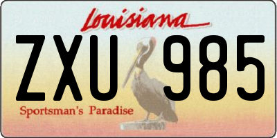 LA license plate ZXU985