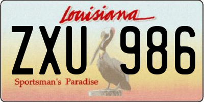 LA license plate ZXU986