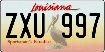 LA license plate ZXU997