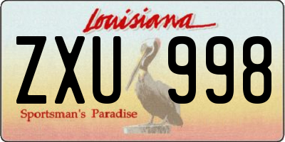 LA license plate ZXU998