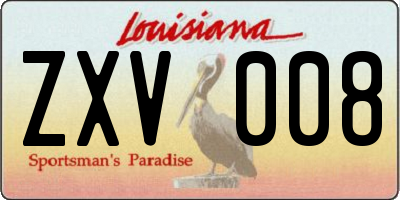 LA license plate ZXV008