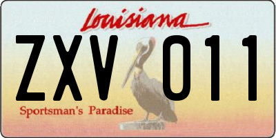 LA license plate ZXV011