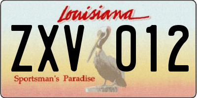 LA license plate ZXV012