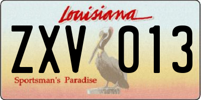 LA license plate ZXV013