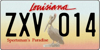 LA license plate ZXV014