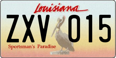 LA license plate ZXV015