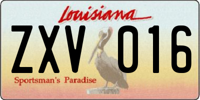 LA license plate ZXV016