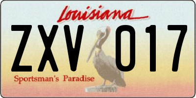 LA license plate ZXV017
