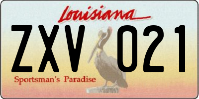 LA license plate ZXV021