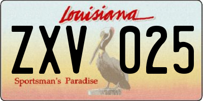 LA license plate ZXV025