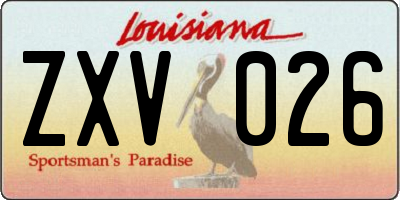 LA license plate ZXV026