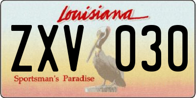 LA license plate ZXV030