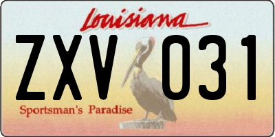 LA license plate ZXV031