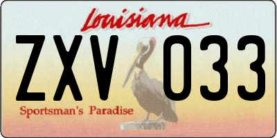 LA license plate ZXV033