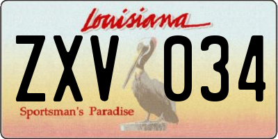 LA license plate ZXV034