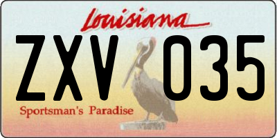 LA license plate ZXV035