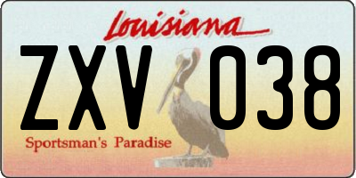 LA license plate ZXV038