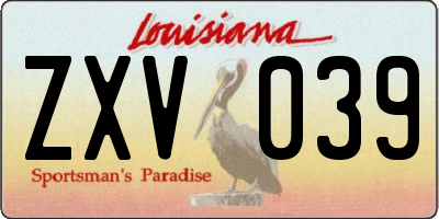 LA license plate ZXV039