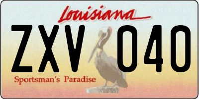 LA license plate ZXV040