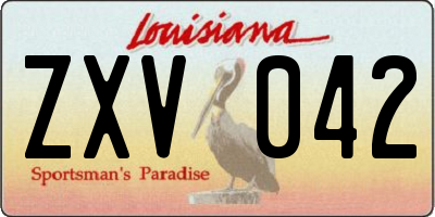 LA license plate ZXV042
