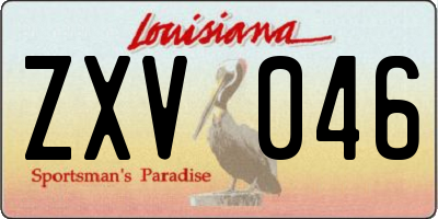 LA license plate ZXV046
