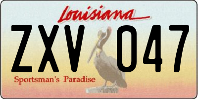 LA license plate ZXV047