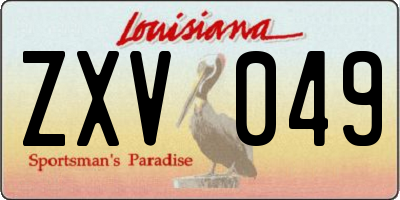 LA license plate ZXV049