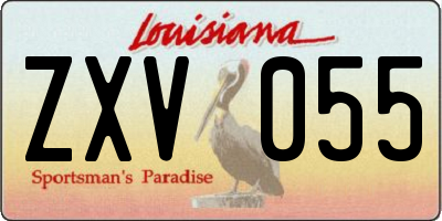 LA license plate ZXV055