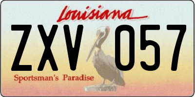 LA license plate ZXV057