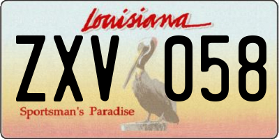 LA license plate ZXV058