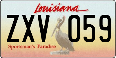 LA license plate ZXV059