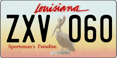 LA license plate ZXV060