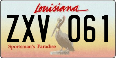 LA license plate ZXV061