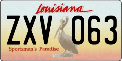 LA license plate ZXV063