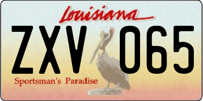 LA license plate ZXV065