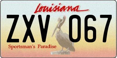 LA license plate ZXV067