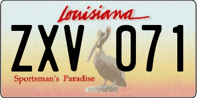 LA license plate ZXV071